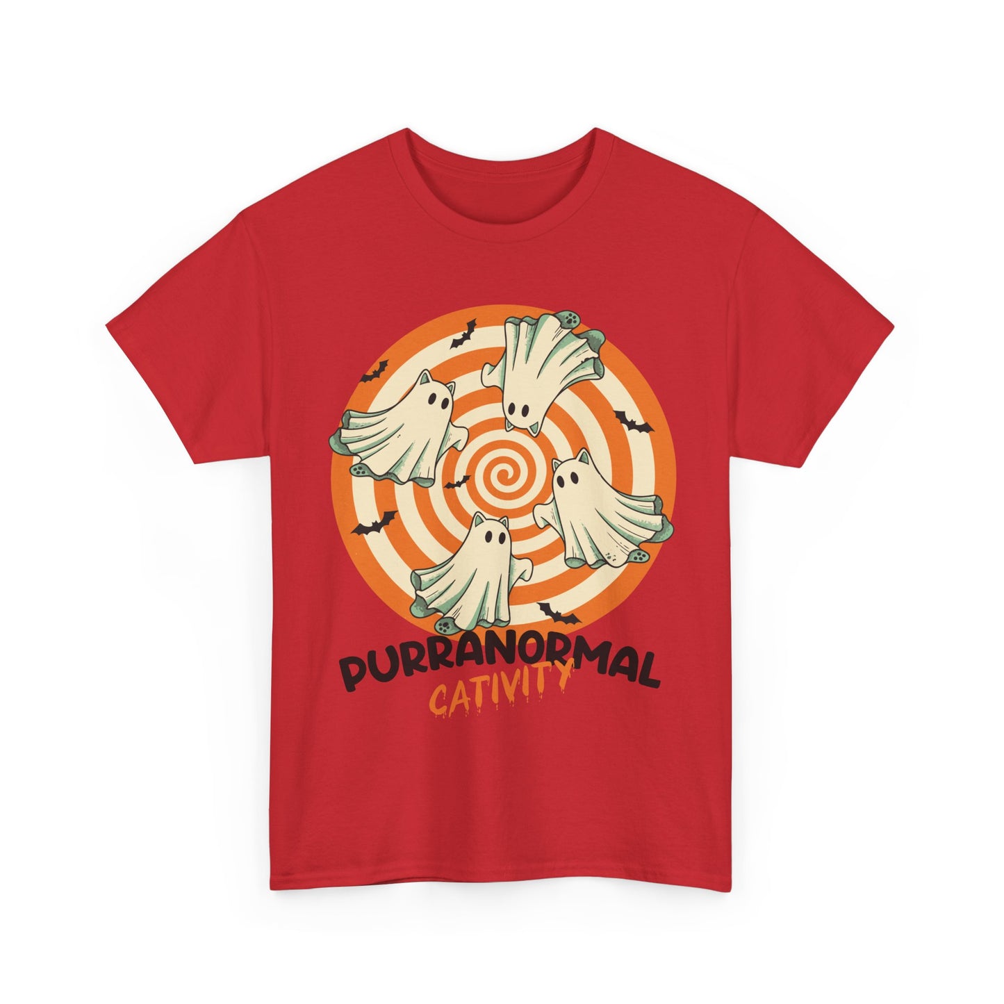 Purranormal Cativity T-Shirt - Funny Halloween Ghost Cat Lover Tee