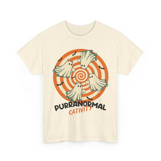 Purranormal Cativity T-Shirt - Funny Halloween Ghost Cat Lover Tee