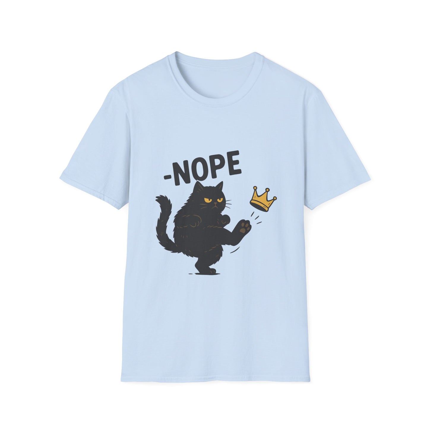 Nope Cat Shirt – Hilarious Black Cat Kicking Crown Meme Tee