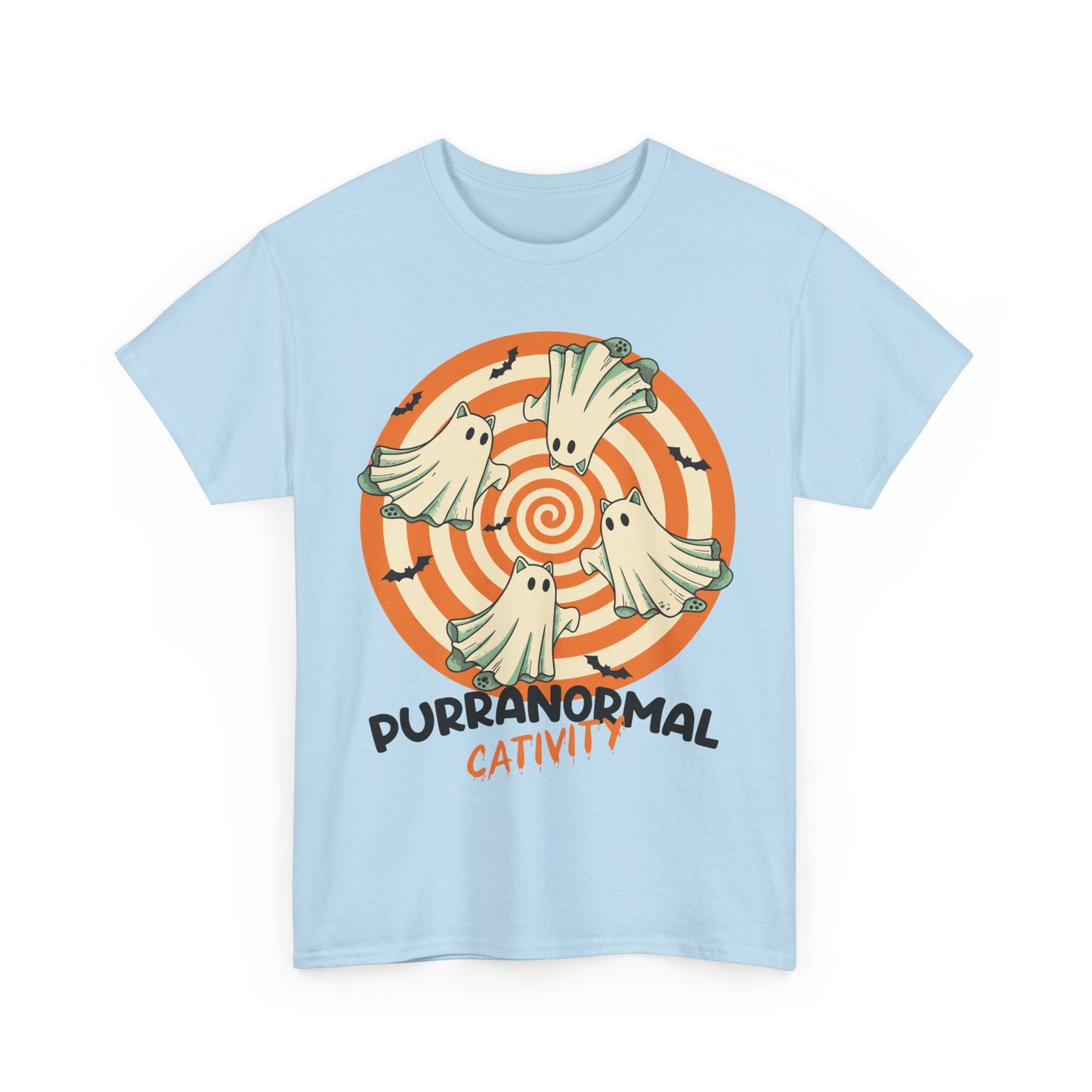 Purranormal Cativity T-Shirt - Funny Halloween Ghost Cat Lover Tee