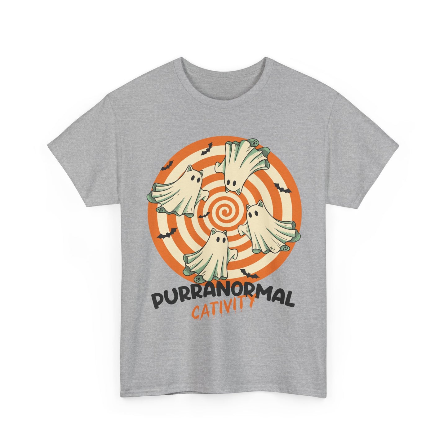 Purranormal Cativity T-Shirt - Funny Halloween Ghost Cat Lover Tee