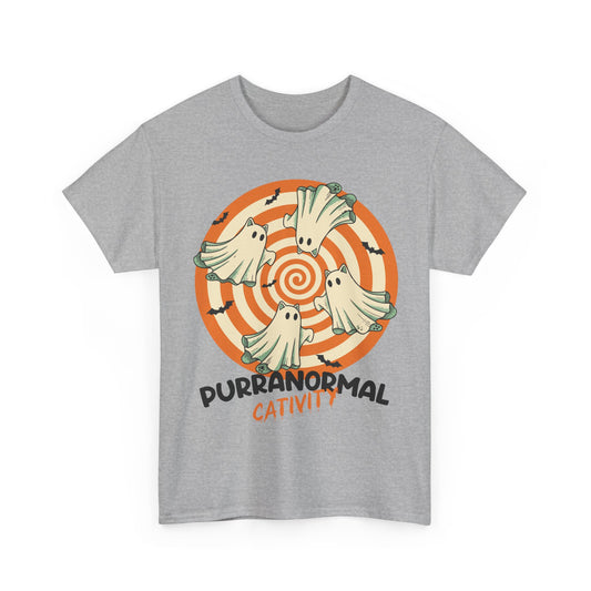 Purranormal Cativity T-Shirt - Funny Halloween Ghost Cat Lover Tee