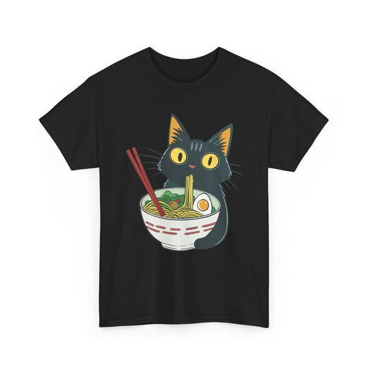 Japanese Ramen Cat Tee - Funny Foodie Cat Lover T-Shirt