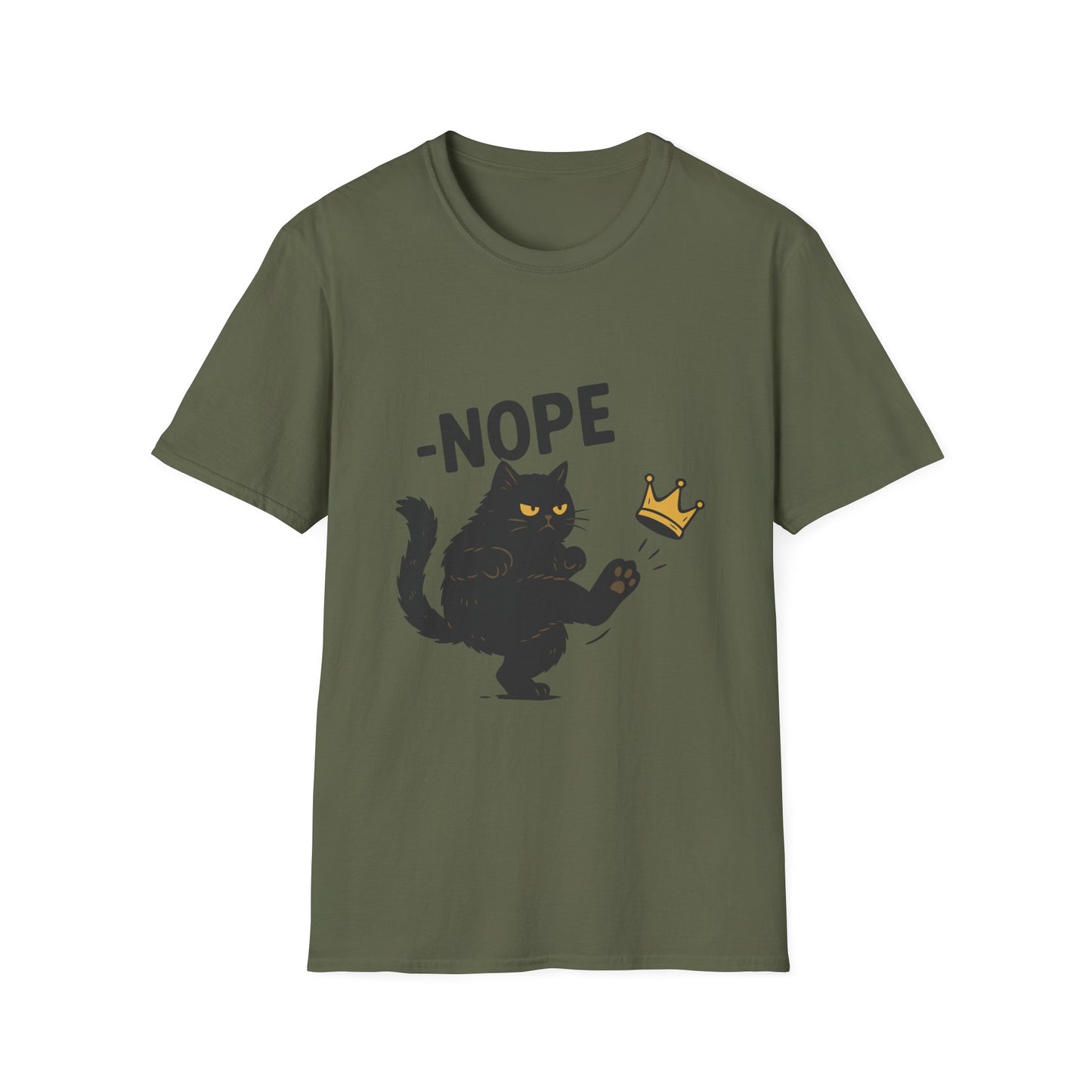 Nope Cat Shirt – Hilarious Black Cat Kicking Crown Meme Tee