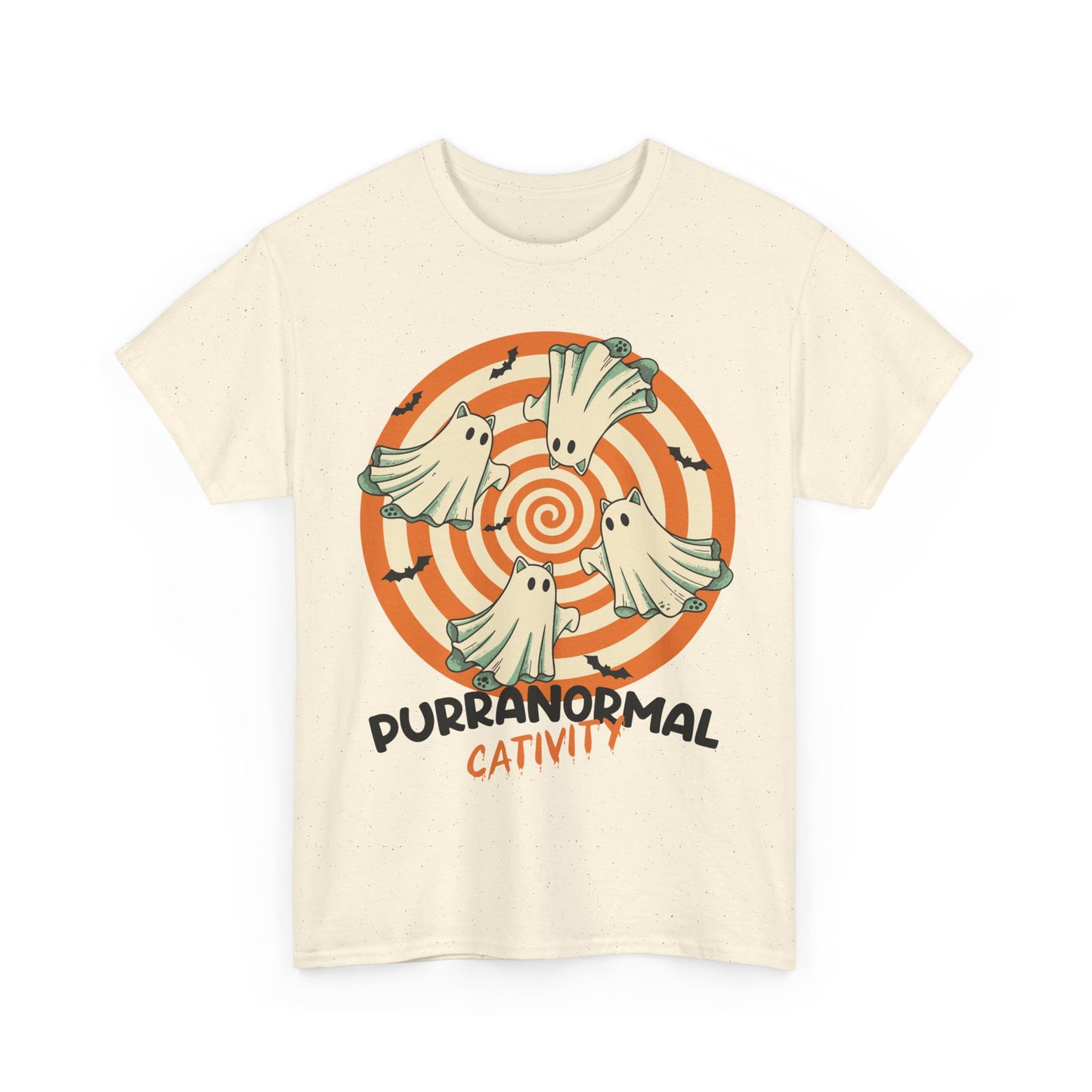 Purranormal Cativity T-Shirt - Funny Halloween Ghost Cat Lover Tee