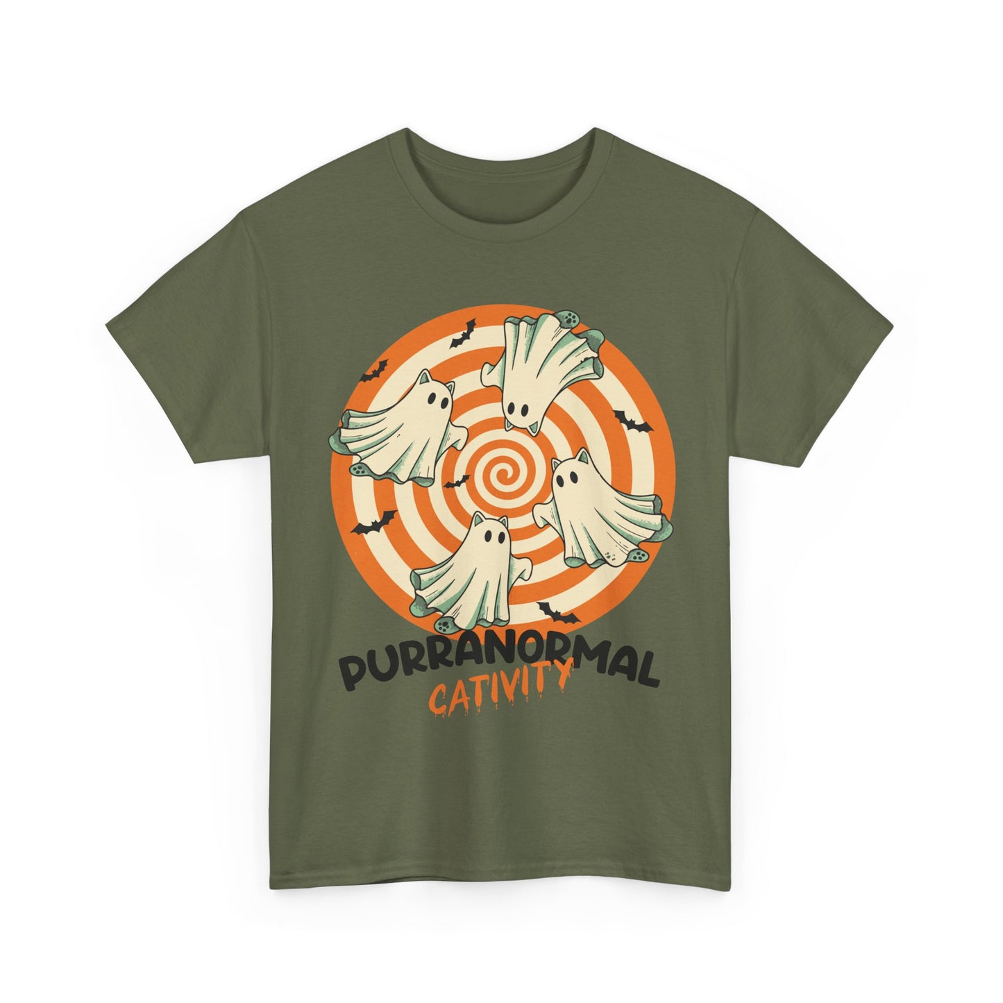 Purranormal Cativity T-Shirt - Funny Halloween Ghost Cat Lover Tee